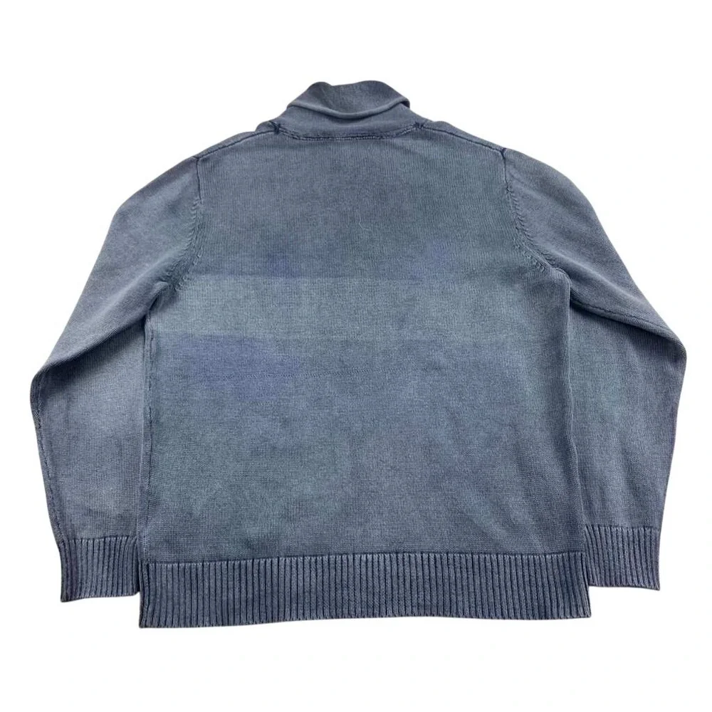 Goodthreads Sweater Men L Shawl Collar‎ Pullover Blue Indigo Wash Cotton Knit